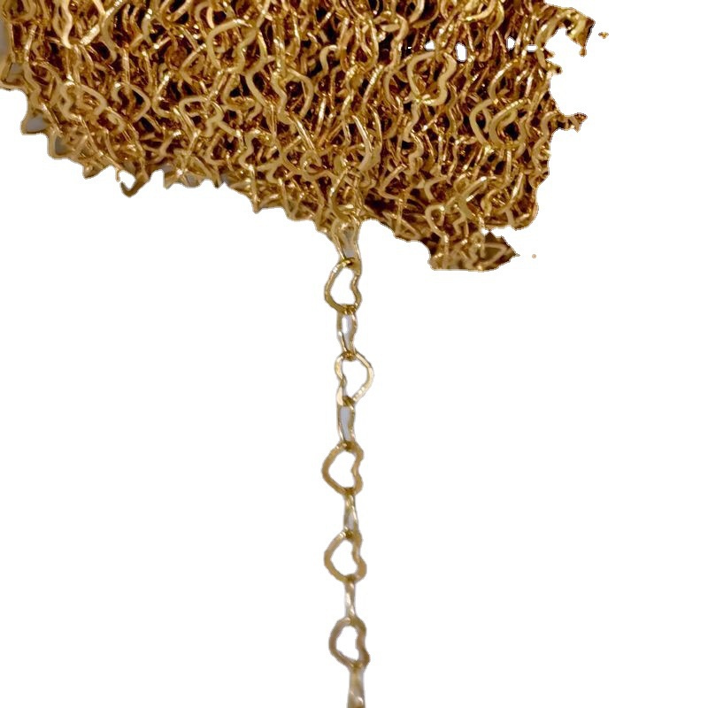 Dây xích dài 1m phối hình trái tim bằng đồng làm vòng cổ