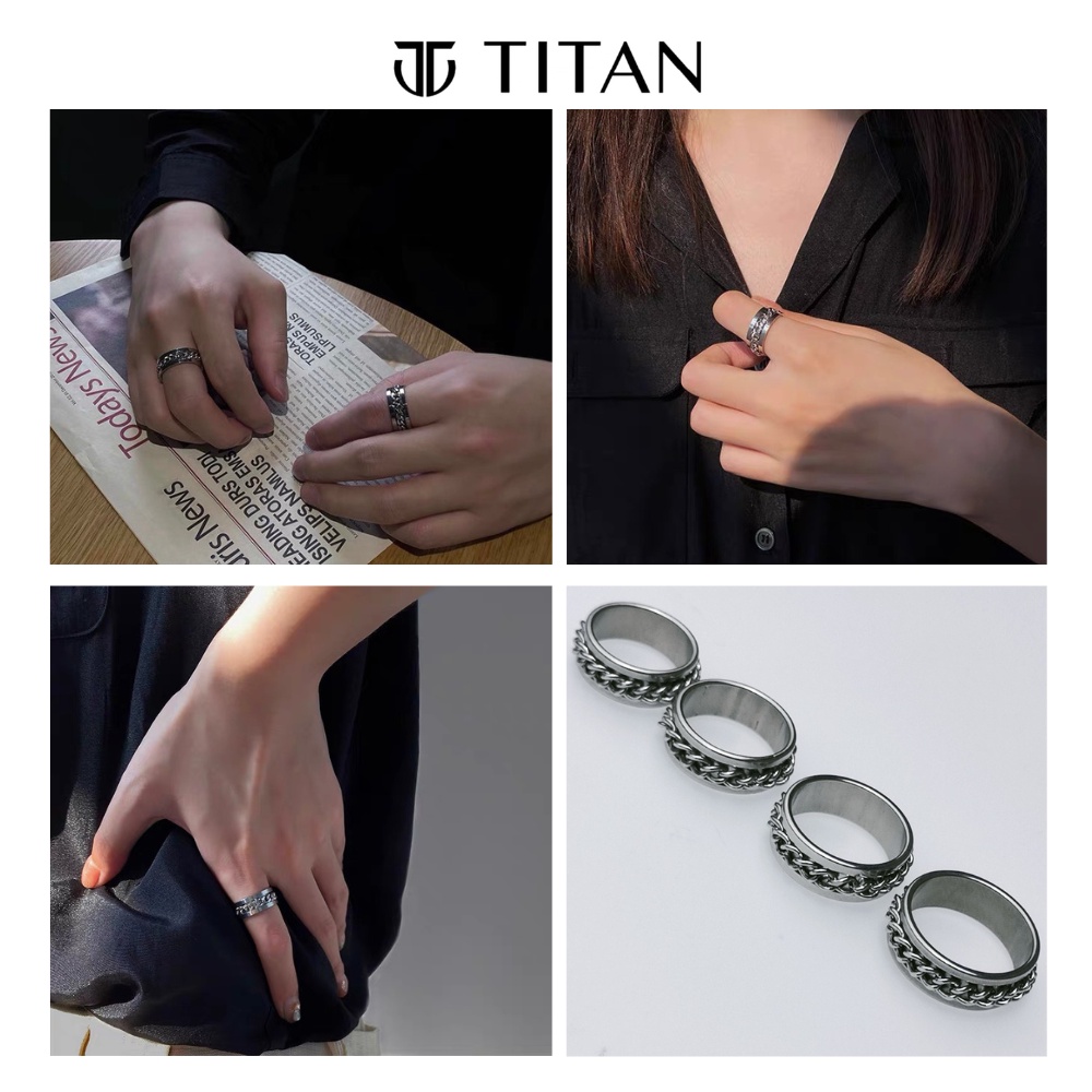 Nhẫn nam nữ xích unisex, nhẫn thời trang màu bạc 925 hiphop cá tính ring titan freesize không gỉ Titan Shop