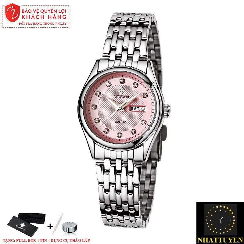 [ xả kho ] ĐỒNG HỒ NỮ WWOOR 8824 DÂY THÉP  KHÔNG GỈ