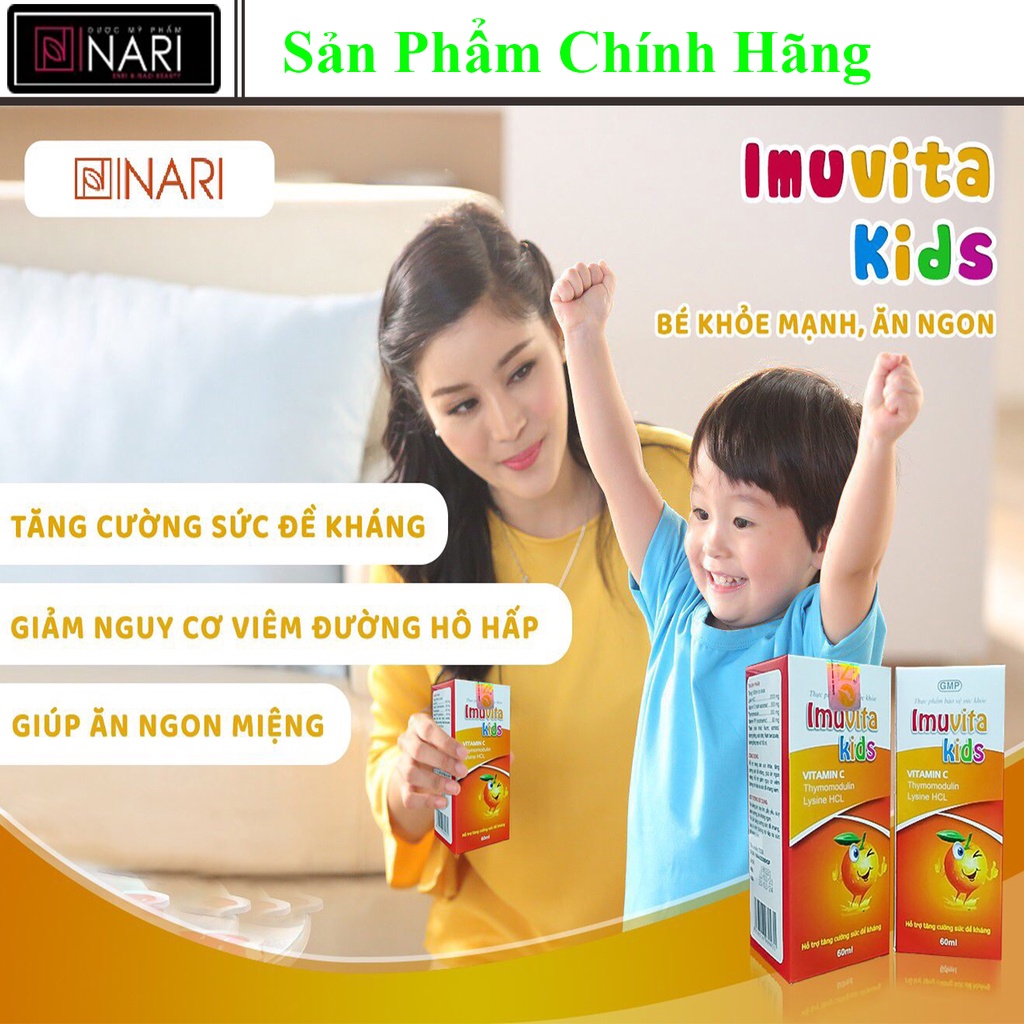 Imuvita kids Chính hãng NARI Giúp trẻ ăn ngon Tăng cường sức đề kháng Giảm viêm đường hô hấp chai 60 ml