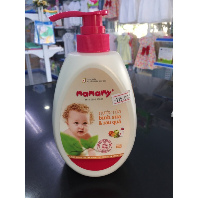 Nước rửa bình sữa và rau củ quả Mamamy 600ml