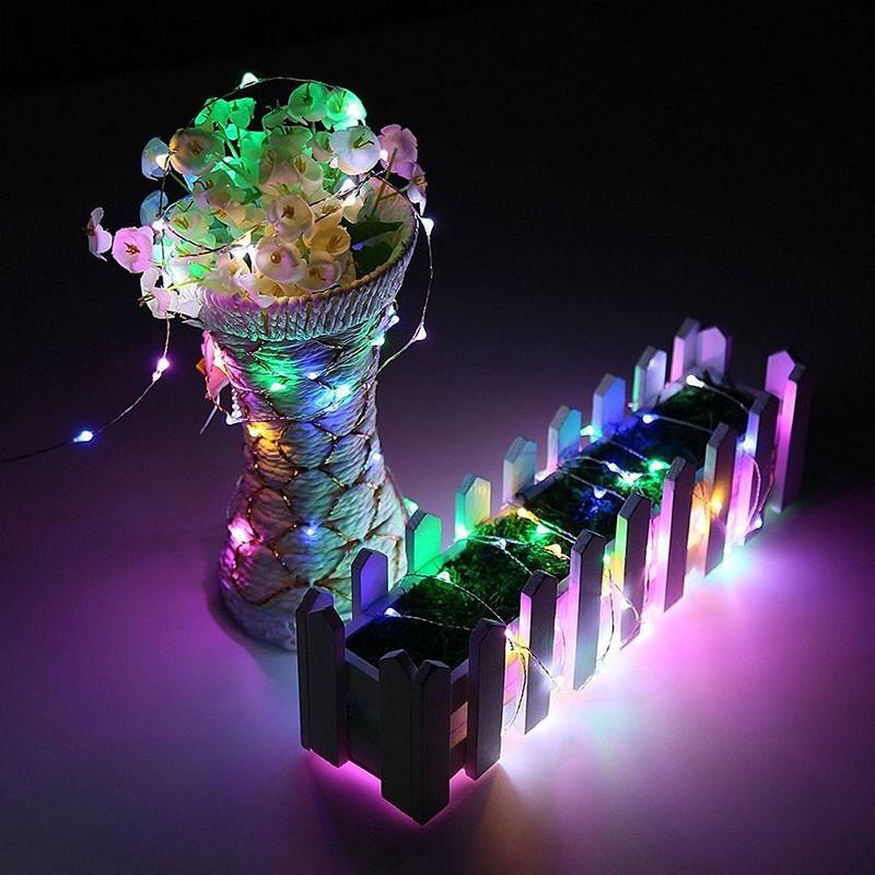 Dây đèn LED 10m 100 bóng 3AA chạy bằng pin chống thấm nước có điều khiển từ xa