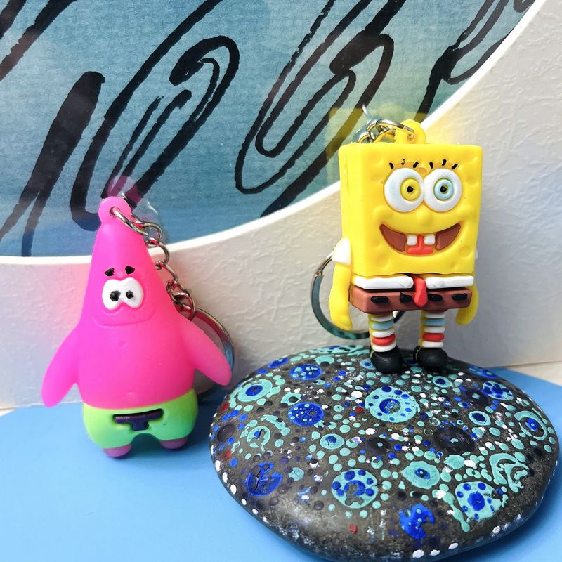 carton Spongebob Octopus Keychain Soft Rubber Cute Couple Bag Pendant Creative Charm gift