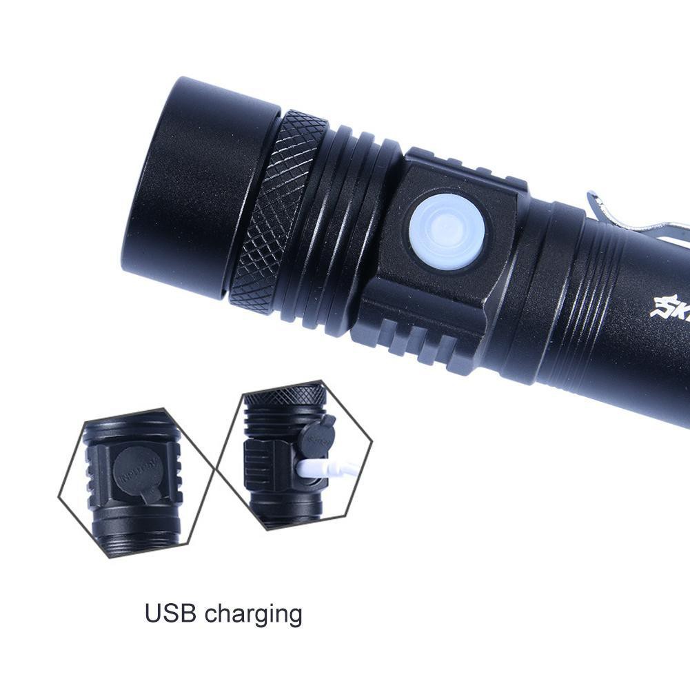 Đèn pin led 60000 lumen tiết kiệm năng lượng pin 18650 pin sạc lại qua cáp usb tiện lợi
