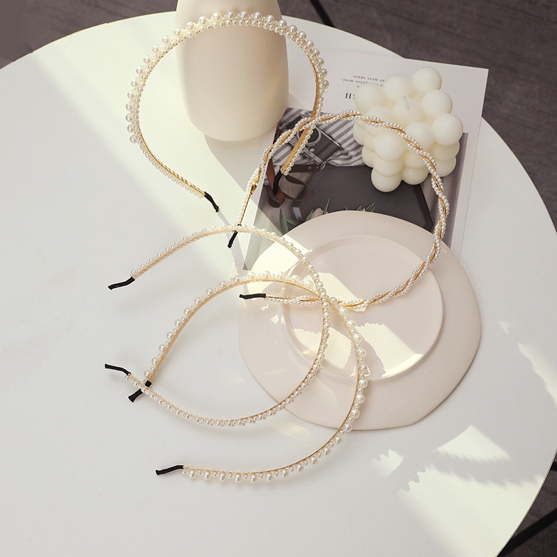 Băng đô đính hoa ngọc trai nhân tạo thời trang cho cô dâu