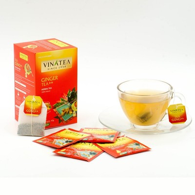 Trà gừng Vinatea dạng túi lọc hộp 40g thuộc dòng trà thảo mộc