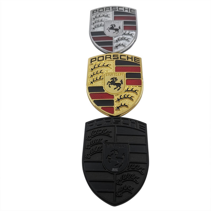 1 Miếng Dán Logo PORSCHE Bằng Kim Loại Màu Vàng Trang Trí Xe Hơi
