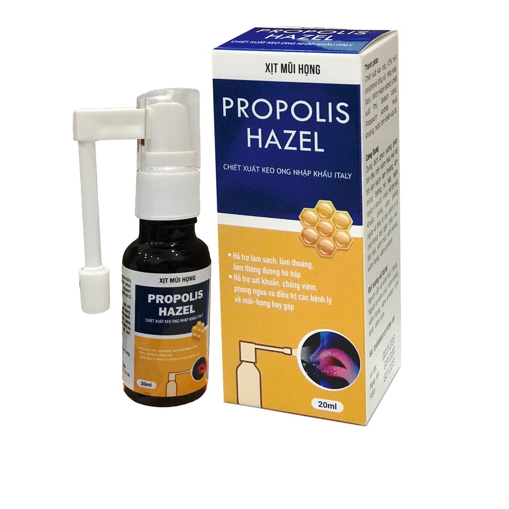 Xịt mũi họng chiết xuất keo ong Propolis Hazel sạch mũi giảm ho giảm đau rát họng