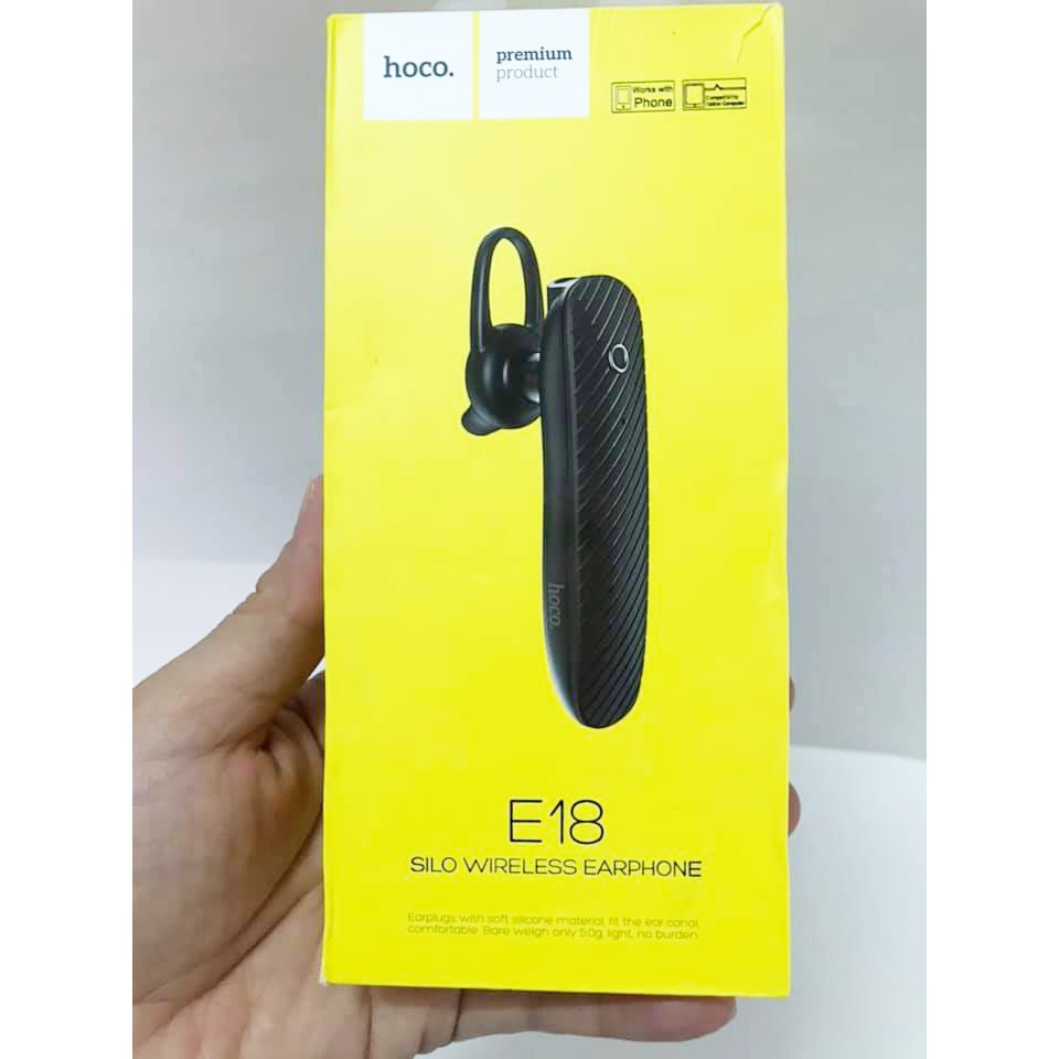 Tai Nghe Bluetooth Hoco E18 - Micro Đàm Thoại - Màu Đen - BH 1 Năm - Ảnh thật