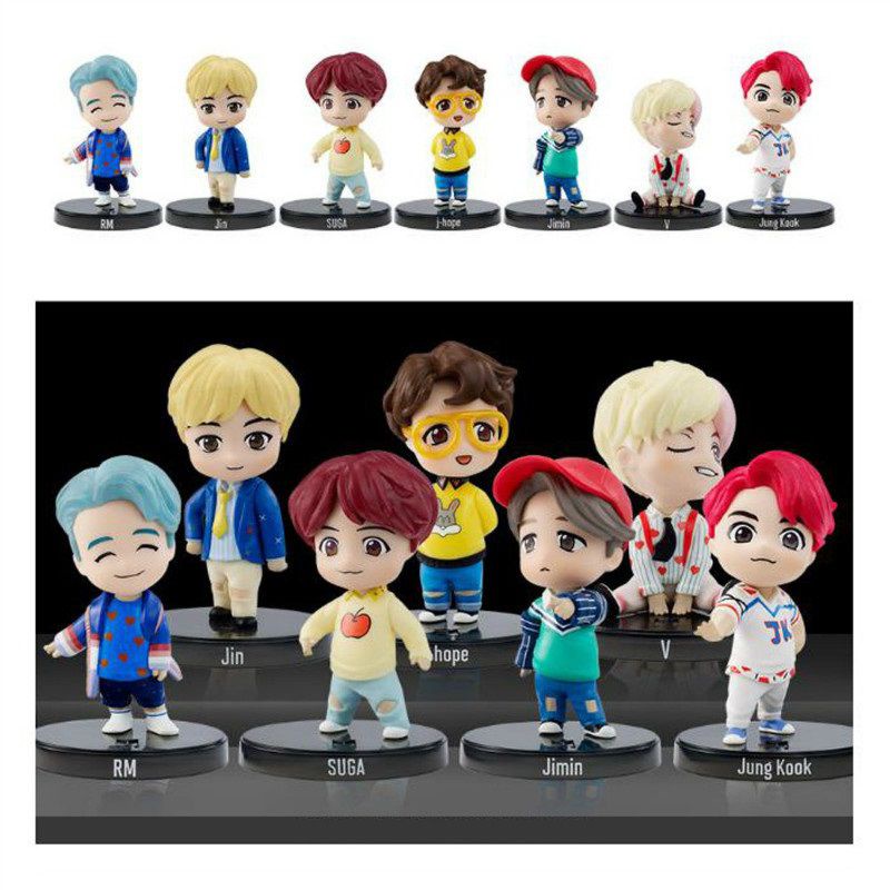 Set 7 Mô Hình Nhân Vật Hoạt Hình BTS Trang Trí Bánh Kem