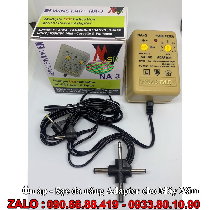 Sạc đa năng Adapter Na-3 Winstar cho phun xăm - Ổn áp chuyên dùng cho Máy Xăm Thần Thánh - Adaptor Na2- Winstar SC 3123B