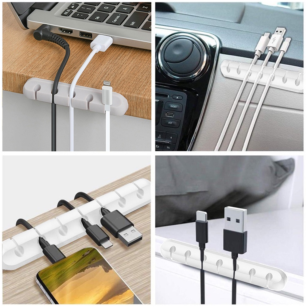 Giá Đỡ Cố Định Dây Cáp / Bàn Phím / Chuột Bằng Silicon Gọn Gàng