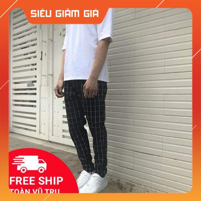 [Hình thật] quần sọc caro plaid pants nam nu Unisex