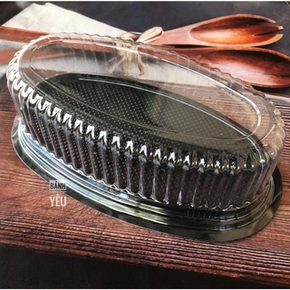 Bộ 10 Hộp Oval Đế Đen F70 Đựng Bánh Bông Lan, Bánh Bò Thốt Nốt - BB83A