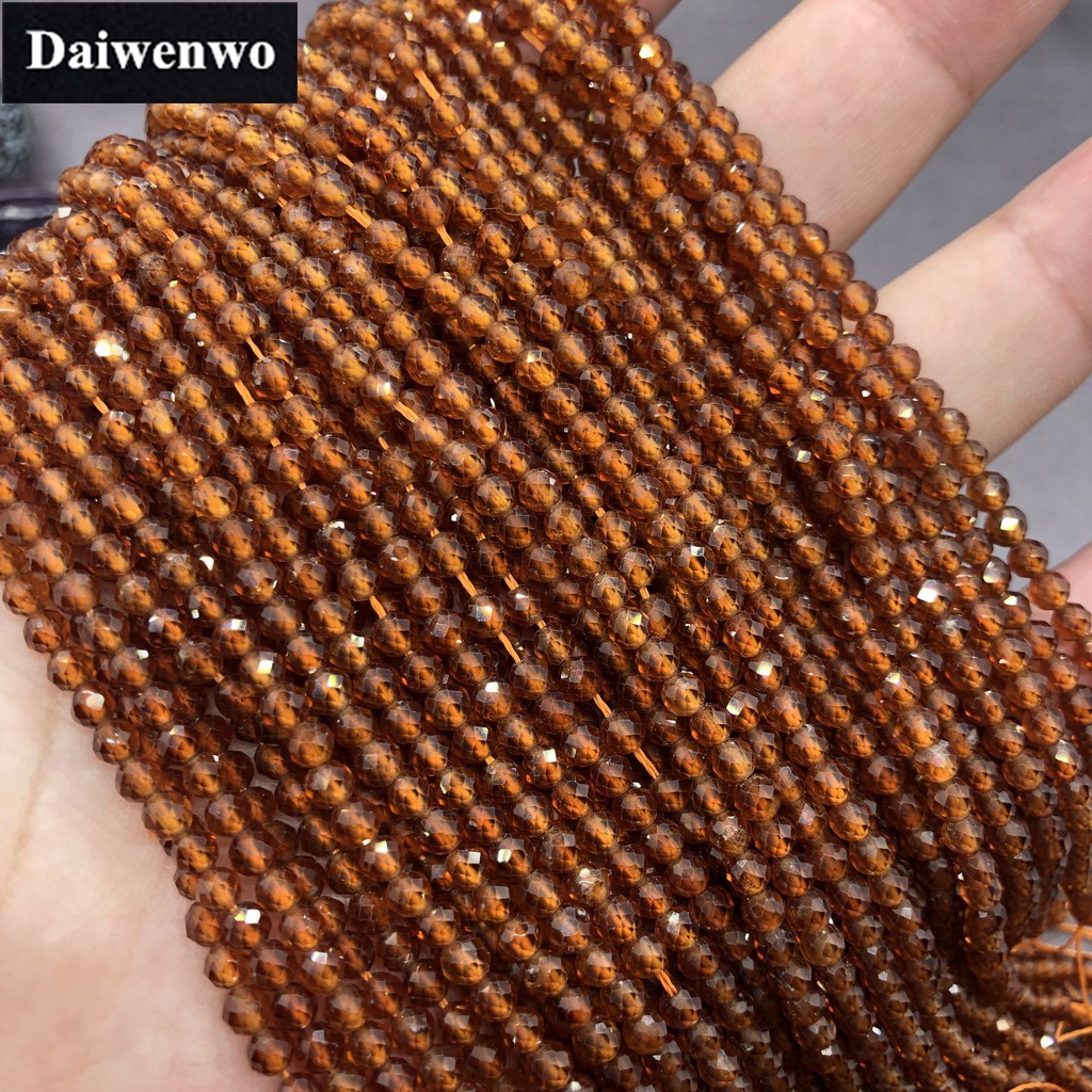 Chuỗi hạt xâu bằng ngọc hồng lựu tự nhiên màu cam lấp lánh 2/3/4mm dùng làm đồ thủ công