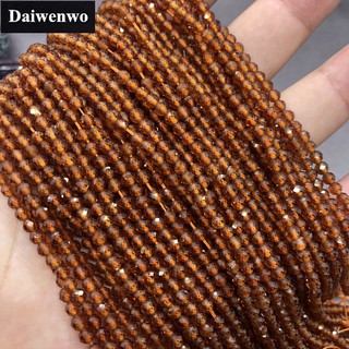 Chuỗi hạt xâu bằng ngọc hồng lựu tự nhiên màu cam lấp lánh 2/3/4mm dùng làm đồ thủ công