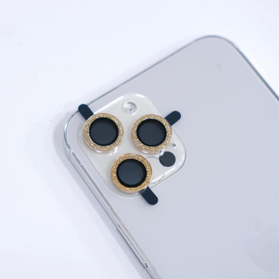 Bộ dán mắt camera kim cương nhũ cho iPhone 14 Pro max, 14 plus 13 pro max 11 Pro Max 12 Pro Max cực nổi