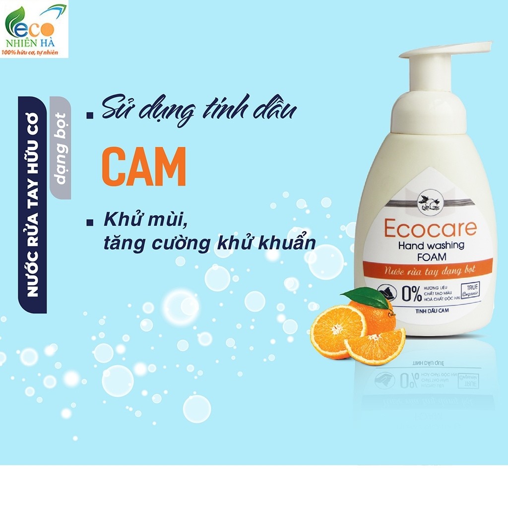 Nước rửa tay ECOCARE 250ml tinh dầu quế, nước rửa tay diệt khuẩn dạng bọt, không khô tay