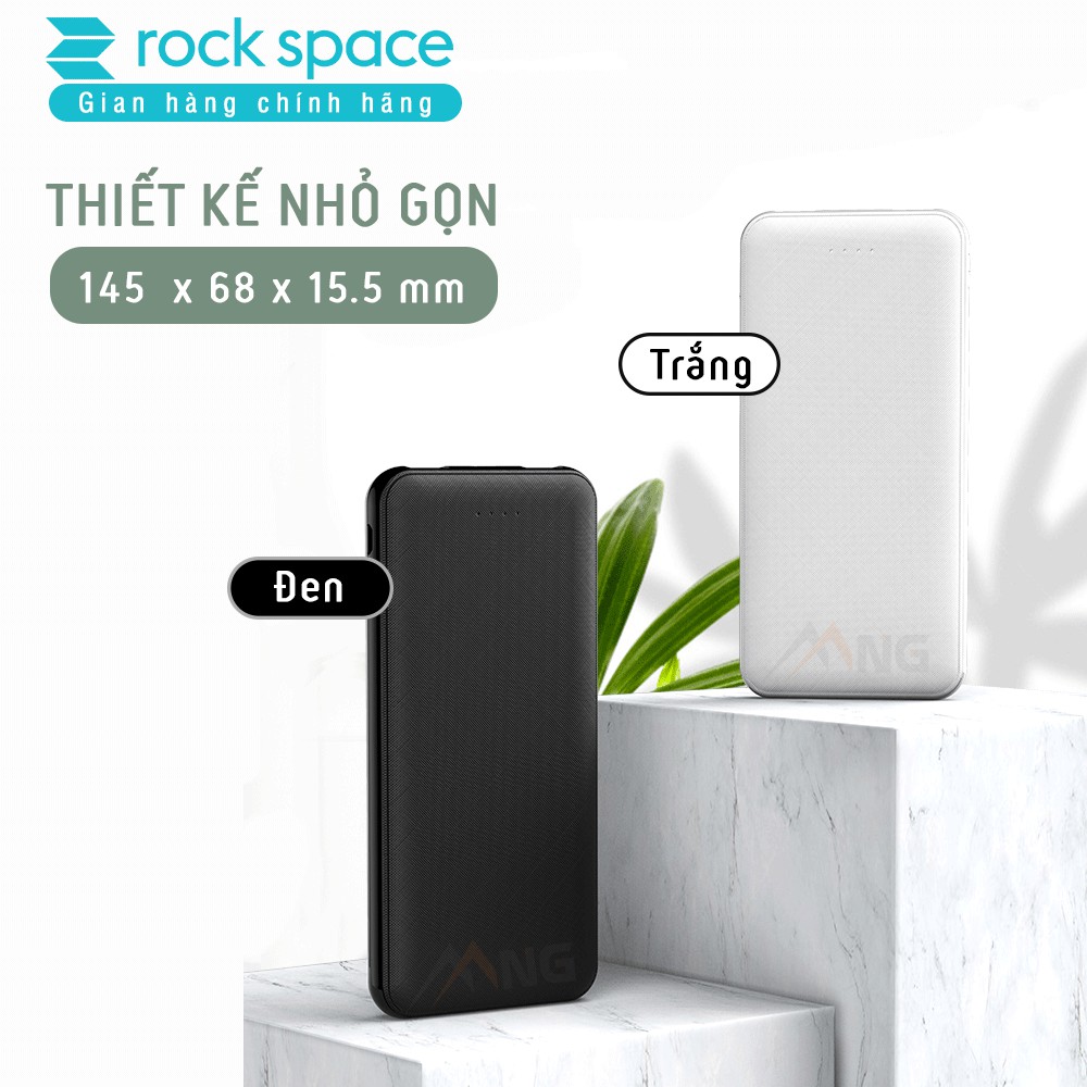 Sạc dự phòng mini, chính hãng Rockspace P62 Pro dung lượng thực 10000mah dành cho iPhone, Samsung bảo hành 12 tháng