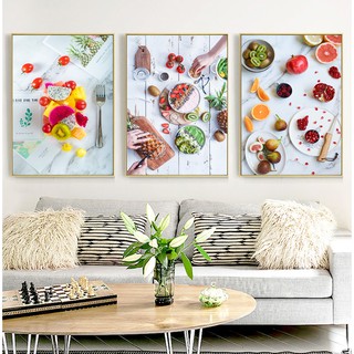 Bộ 3 tranh canvas treo tường trái cây trang trí quán cà phê LIN221- 30 x 45 cm x 3 tranh