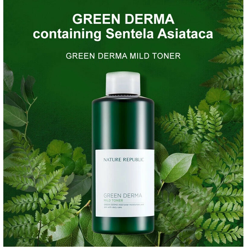 Nước hoa hồng Nature Republic Green Derma Mild Cica Big Toner 500ml