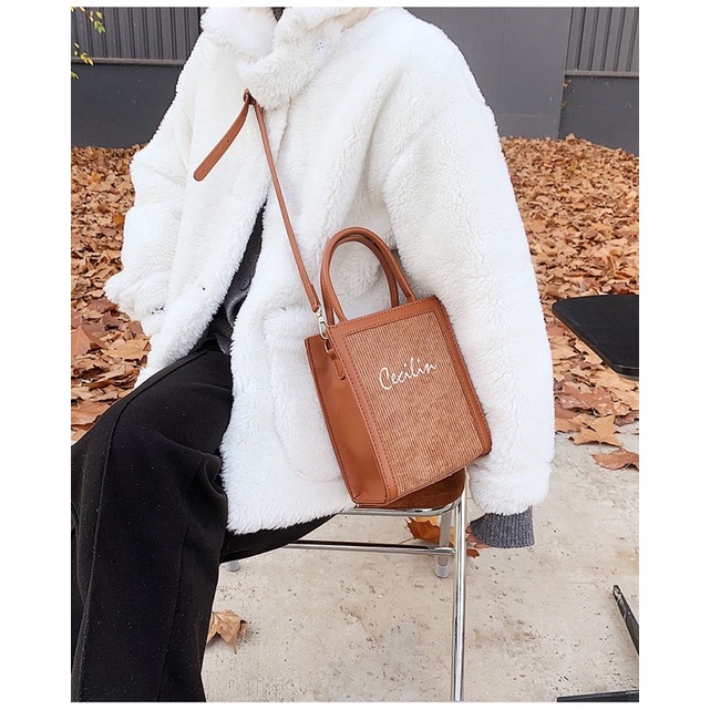 Túi đeo vai/đeo chéo nữ Cecilia mặt nỉ nhung