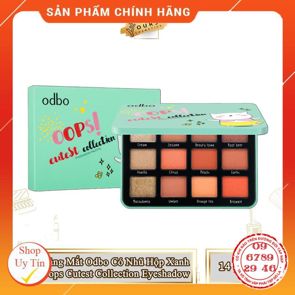 [Auth Thái] Bảng Mắt Odbo Oops Có Nhũ Tông Cam Đất - Phấn Mắt Có Kèm Gương Odbo - Độ Bám Màu 6 đến 8 Giờ