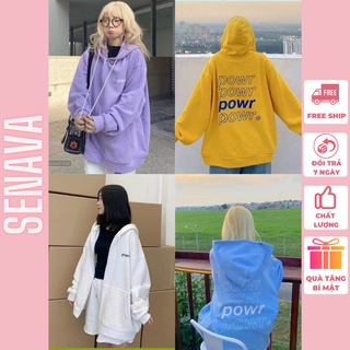 Áo Khoác Nỉ Hoodie Nam và Nữ POWR Form Rộng Phong Cách Ulzzang Thu Đông Dễ Thương SENAVA AK11