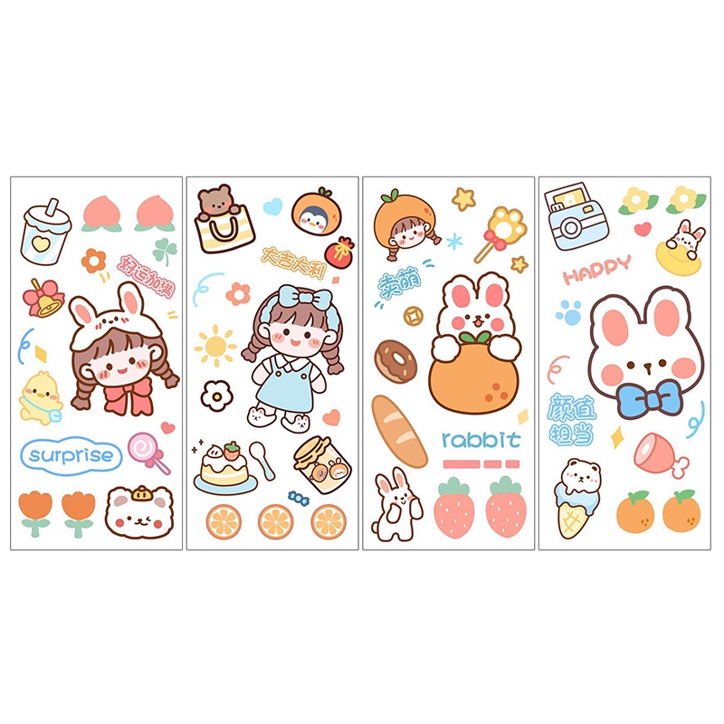 Bộ 4 Miếng Dán Cửa Kính Bằng pvc Chống Nước Hình Thỏ Dễ Thương