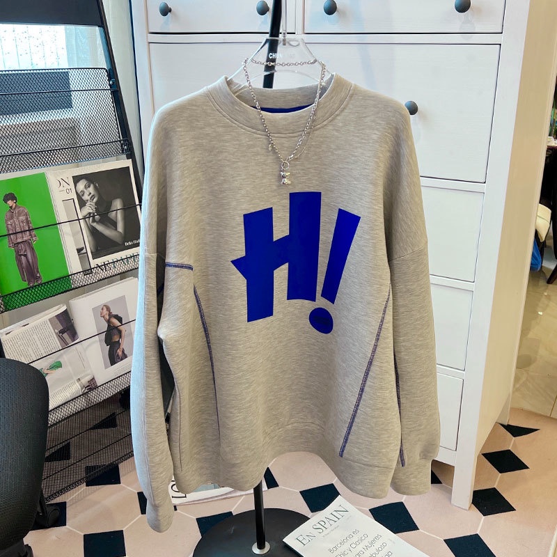 Áo hoodie Dáng Rộng In Chữ Phong Cách Phương Tây Thời Trang Thu Đông Mới