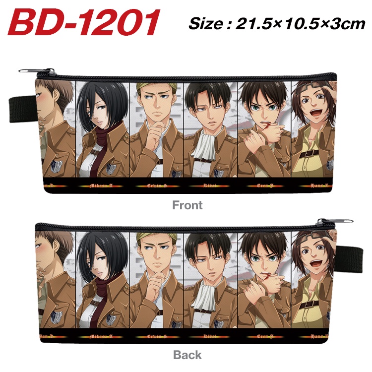 Túi Đựng Bút Mini Bằng Da PU Họa Tiết Attack on Titan Mikasa Ackerman Eren Jaeger Cho Học Sinh