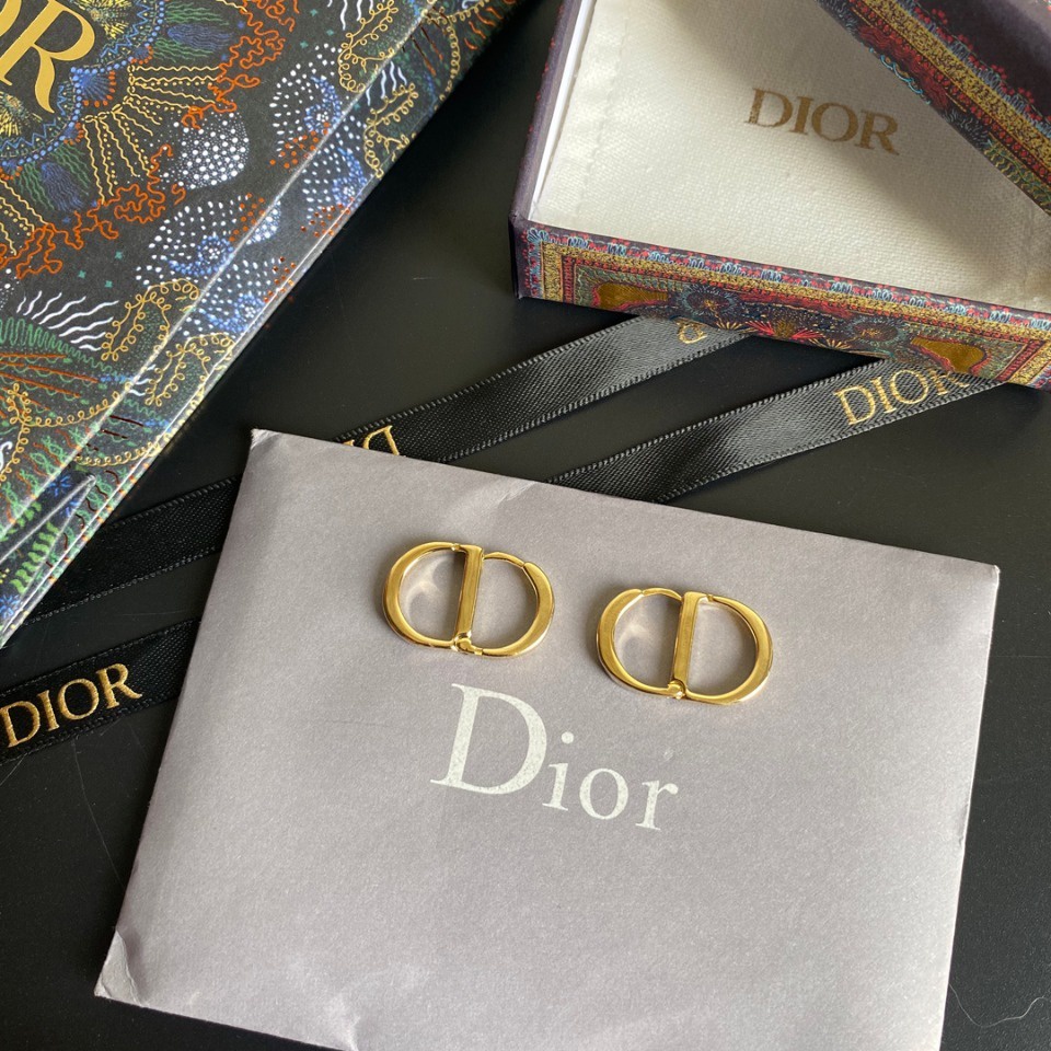 Bông tai nữ Dior mạ bạc 925 thiết kế chữ CD đơn giản phong cách Hàn Quốc