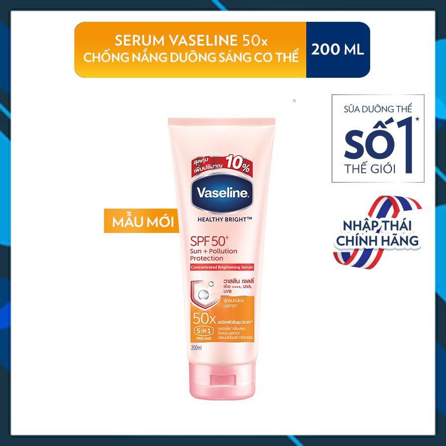 Vaseline 50x Serum chống nắng cơ thể SPF50 + dưỡng da sáng khoẻ 200ML