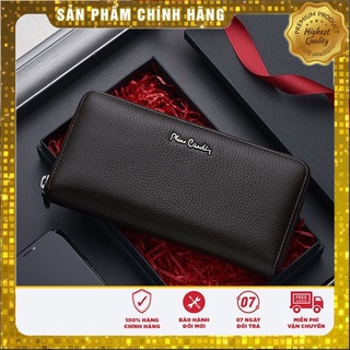 SĂN SALE Ví nam Pierre Cardin màu nâu, bóp dài nam da thật chính hãng cao cấp sang trọng đẳng cấp khóa kéo