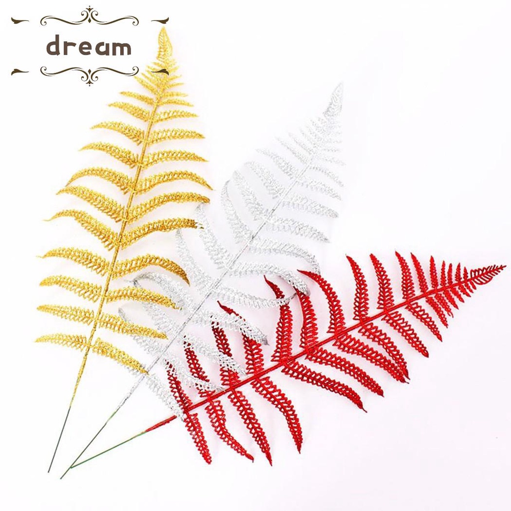 【DREAMLIFE】Gold/Silver Glitter Artificial Hollow Flower Leaf Christmas Tree Ornament-Decor