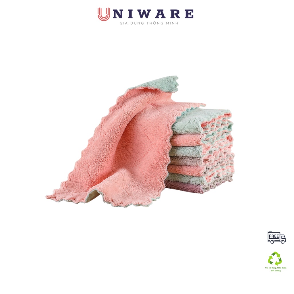 Khăn lau bếp đa năng, khăn lau siêu thấm nhiều màu, khăn lau bát đĩa giá rẻ, uniware