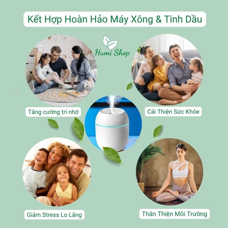 Máy Xông Tinh Dầu Mini Humidifier Máy Phun Sương Tạo Ẩm Tỏa Hương Thơm Khuếch Tán Tinh Dầu Thơm Phòng Đuổi Muỗi