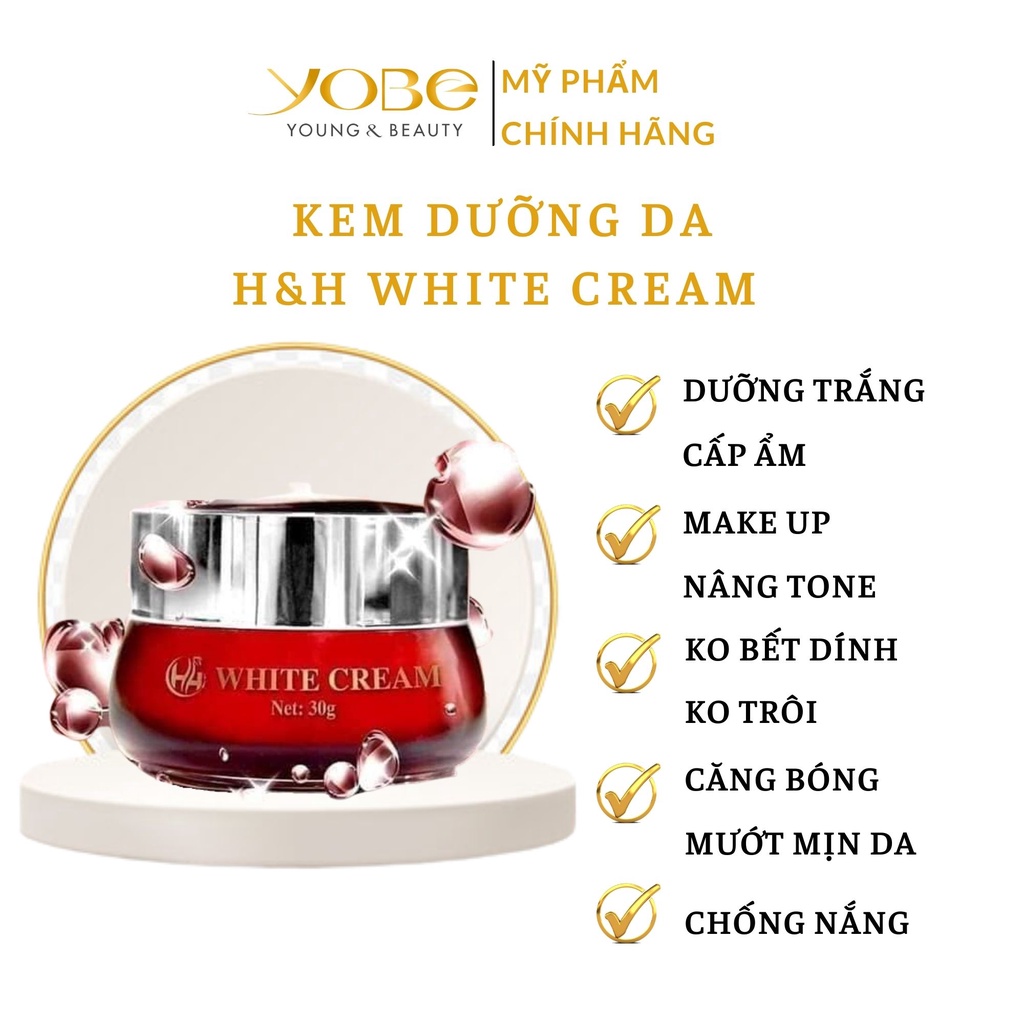 Kem dưỡng trắng da H&H  Căng Mọng Mướt Mịn có Make up và chống nắng _H&H White Cream.