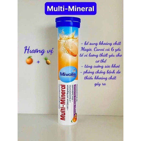 Viên sủi Mivolis Vitamin C Đức ống 20 viên hỗ trợ tăng cường hệ miễn dịch - Gemizy Shop