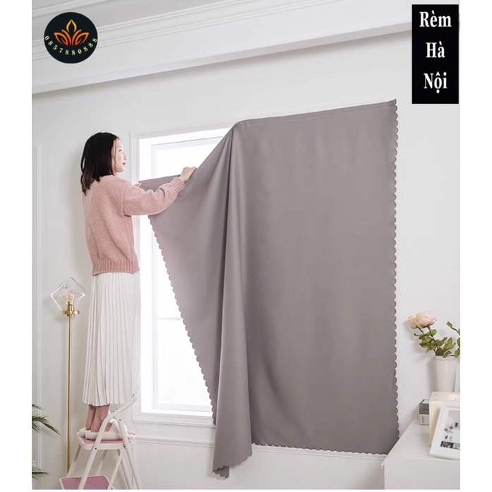 Rèm dán tường màu xám,rèm cửa sổ rèm vải thô che nắng 100%
