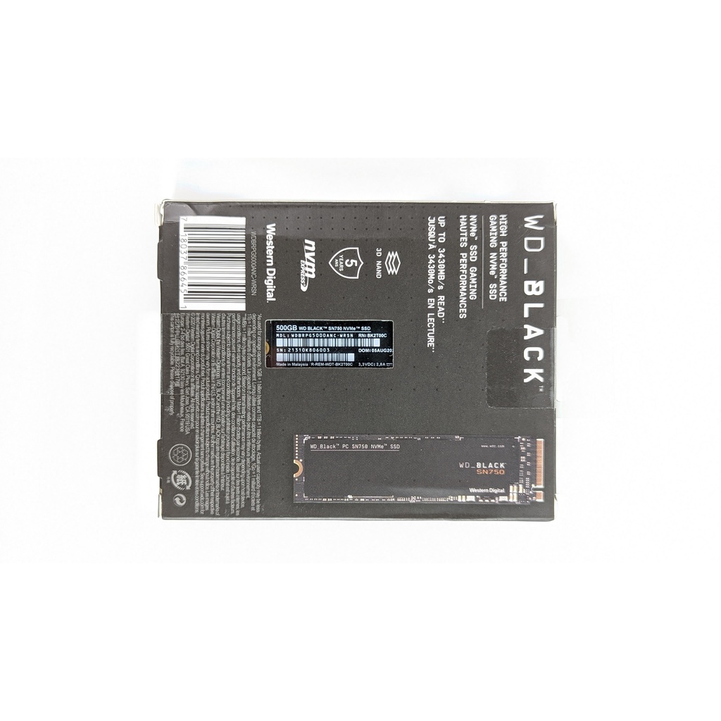 Ổ Cứng SSD Western SN 750 Nvme 500Gb,Chính hãng mới 100% bảo hành 5 năm 1 đổi 1
