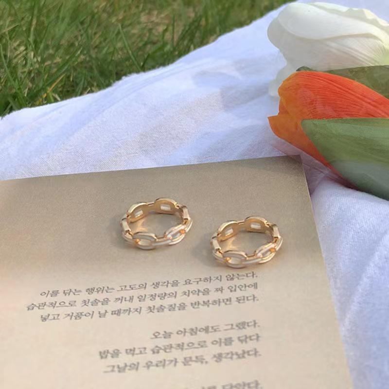 Nhẫn Đeo Tay Bằng Kim Loại Tráng Men Kiểu Retro Hàn Quốc Dễ Thương