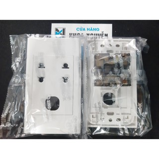 Ổ cắm đôi 2 chấu 16a + 1 lổ công tắc sino s18u2x