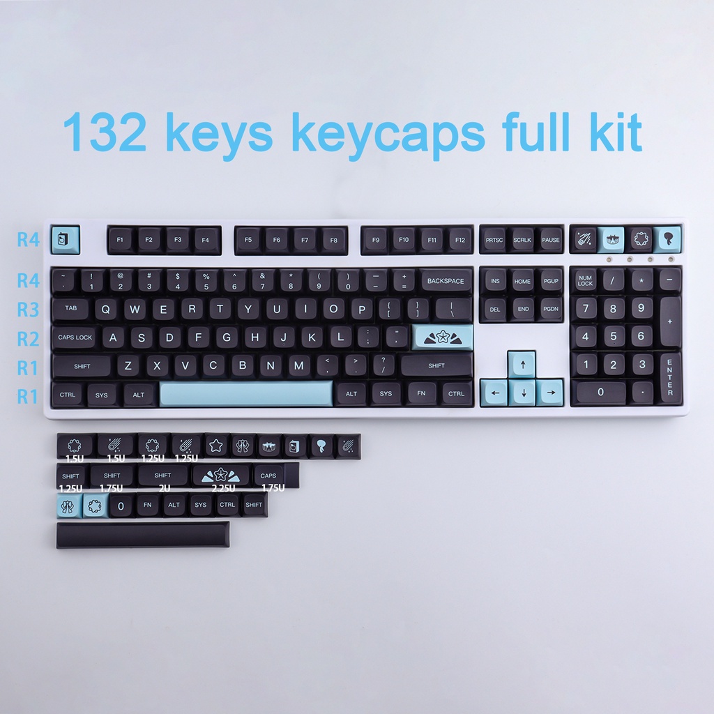 Gói phím GMK Comet, 132 phím Keycaps XDA Cấu hình DYE-SUB Cá nhân hóa GMK Keycaps dành cho bàn phím cơ