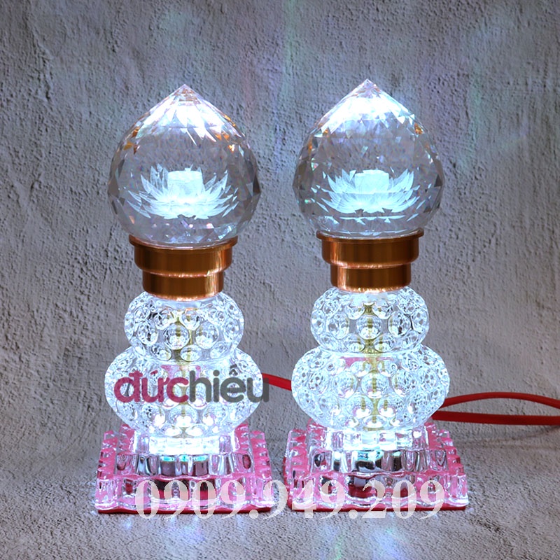 Đèn thờ cúng pha lê cao cấp trái đào cao 20cm D05 – Đức Hiếu Shop