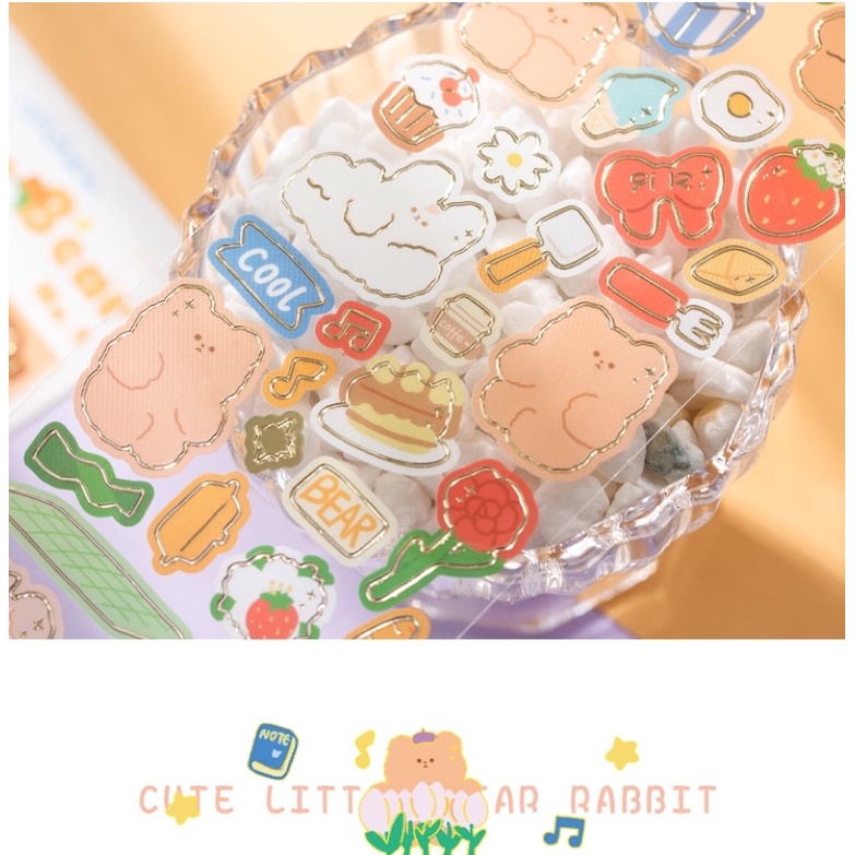 Sticker cute/ Tấm sticker hình dán Cute Bear dễ thương trang trí sổ planner bullet journal Hàn Quốc Tẻn Tẻn