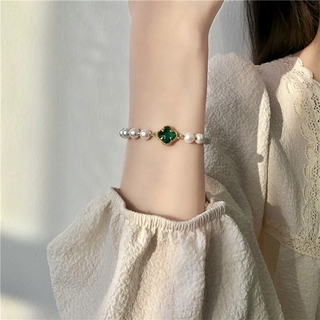 Vòng đeo tay đính đá và ngọc trai nhân tạo phong cách Hàn Quốc thời trang F394