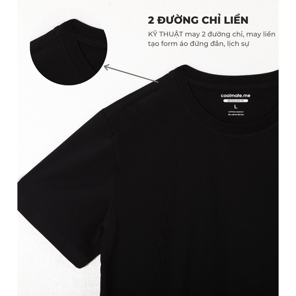 Áo thun nam Cotton Compact Premium chống nhăn màu ĐEN Coolmate | BigBuy360 - bigbuy360.vn