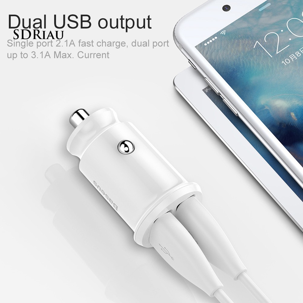 Đủ hàng_Tẩu sạc nhanh Mini USB 3.1A kép chất lượng cao cho xe ô tô