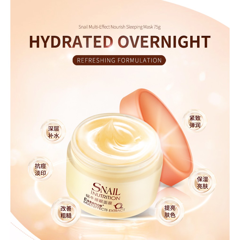 Mặt Nạ Ngủ LAIKOU Ốc Sên Dưỡng Ẩm Sáng Da 75g